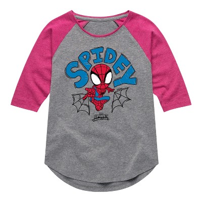 Marvel Doodle Spidey  - Athletic Heather/Fuchsia - 2T