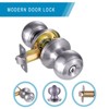 Door Knob with Keyed Lock, Easy Install, Universal Fit for 1-3/8inch–1-3/4inch Doors, Satin Brass, Interior/Exterior Use,Sliver - 4 of 4