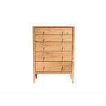 Myandra Solid Maple Wood 5 Drawer Chest Oak - Furniture Of America