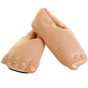 HalloweenCostumes.com One Size Fits Most Men  Men's Plush Cavemen Funny Slipper Feet Footwear, Beige - 1 of 1
