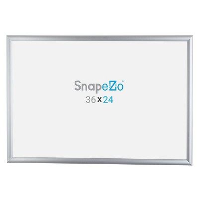 SnapeZo Aluminum Front Loading Snap Poster Frame w/ UV Protection and No Glass for Large Pictures, Gallery Photos, & Prints, 24 x 36 Inches, Silver