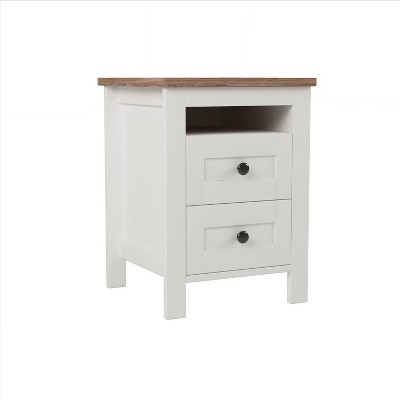 NicBex Mid-Century 2 Drawers Tall Nightstand Bedside End Table with Shelf for Bedroom & Living Room