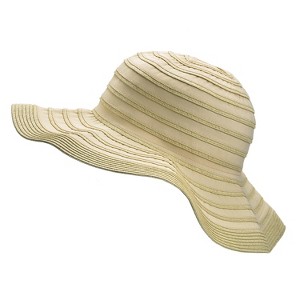Womens Wide Brim Straw Embellished Floppy Hat, Stylish UV Sun Protection Beach Travel Hats - Tirrinia - 1 of 4