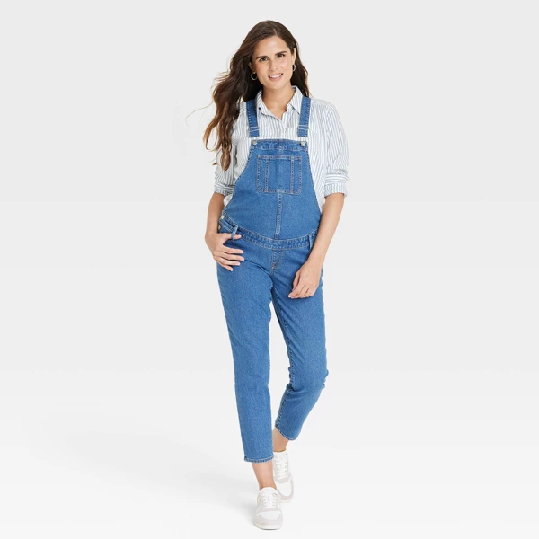 Target Denim Overalls Maternity Jumpsuit - Isabel Maternity by Ingrid & Isabel™ Medium Wash 6: Adjustable Straps, Pockets