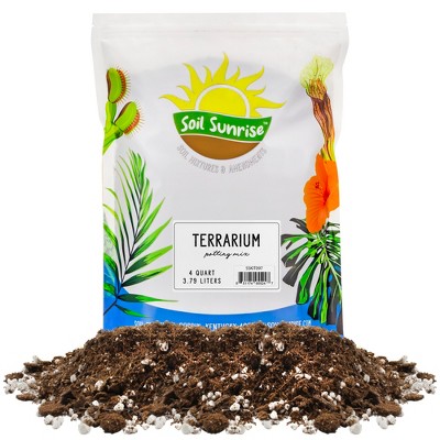 Soil Sunrise Terrarium Potting Soil Mix, w/ Blended Filtering Charcoal for Terrariums