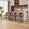 SEYNAR PU Leather 360 Degree Swivel Open Back Bar Stools Wood Legs Set of 4 - 2 of 4