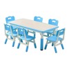 Kids Table and Chairs Set, Height Adjustable Desk with 6 Chiairs, Arts Crafts Table, Children Activity Table for Classrooms, Daycares, Home - 4 of 4