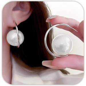 Pearl Earrings for Women, for Wedding, Bow Stud Jewelry as Christmas Gifts Statement Silver as Boho Prom Accessorie - 1 of 4