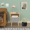 2-Tier Storage Nightstand with Fabric Drawer,Wood Side Table with Storage Cabinet and Shelf,End Table for Living Room Bedroom-Cuddlewood - 3 of 4