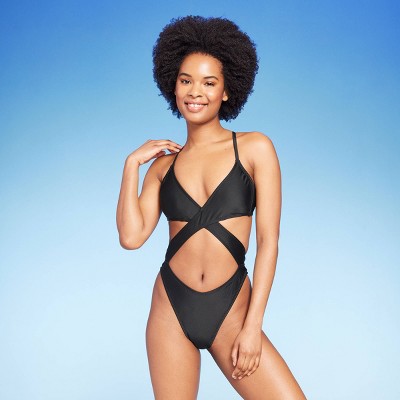 Women's Ring-front Halter Monokini One Piece Swimsuit - Shade