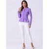 INSPIRE CHIC Women's Peplum Collarless Round Neck Button Down Cropped Ruffle Hem Denim Jackets - 3 of 4