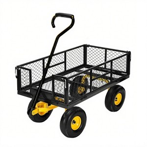 Heavy Duty Steel Garden Cart, 500 LBS Capacity 3 in 1 Pullable Garden Wagon with 10" Wheels, for Gardening Soil, Tools, and Plant Transport - 1 of 4