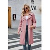 Imily Bela Womens Windproof Double Breasted Classic Lapel Slim Long Trench Coat with Belt - 3 of 4