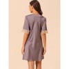 cheibear Women's Shorts Sleeves V Neck Pajamas Sleepwear Lace Trim Nightgowns - 3 of 4
