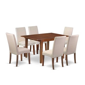 HomeStock 7-Piece Rectangle Mahogany Finish Solid Wood Top Dining Table with 6 Parson Chairs - 1 of 4