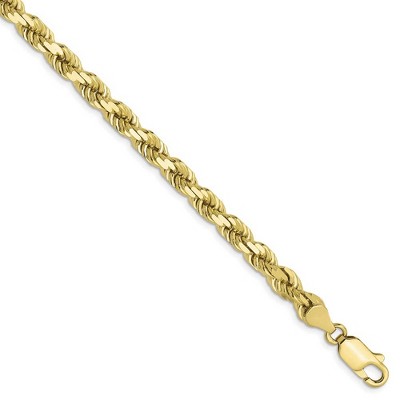 Black Bow Jewelry 5mm 10k Yellow Gold Diamond Cut Solid Rope Chain Bracelet - 8 Inch