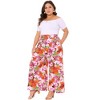 Agnes Orinda Women's Plus Size Wide Leg Mid Rise Front Tie with Pocket Casual Flowy Floral Boho Palazzo Pants - 3 of 4