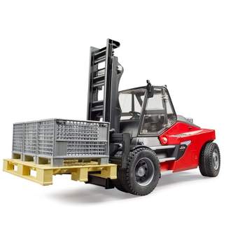 Bruder Linde Hti60 Fork Lift with Pallet and 3 Cargo Cages