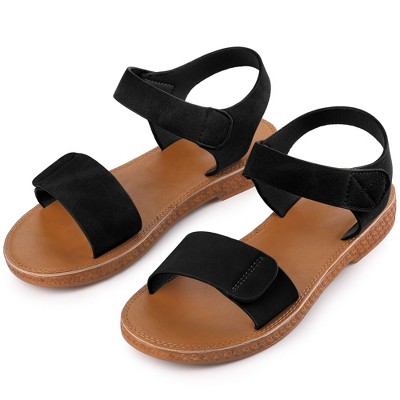 Allegra K Women's Crisscross Straps Open Toe Ankle Strap Flat Sandals