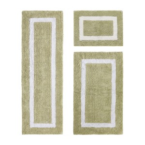 Hotel Bath Rug 100% Premium Cotton Tufted Weave Two Tone Reversible 3 Piece Bathroom Rug Set, Super Soft & Water Absorbent, Machine Washable Bathmat - 1 of 4