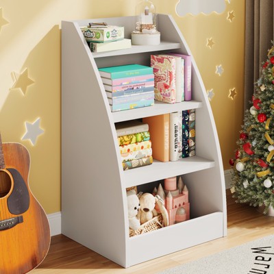 4 Tier Kids Bookshelf, Kids Book Shelf for Kids Rooms, Wood Children Bookcase,Baby Storage Book Rack,Toddler Bookshelf