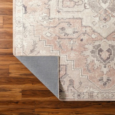 Gray and Beige Traditional Polyester Rectangular Area Rug