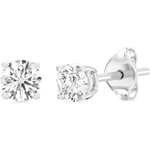 Gilded 3/4 ct. T.W. Round Lab Diamond (SI1 Clarity, F Color) and Sterling Silver Stud Earrings - 1 of 4