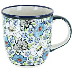 Blue Rose Polish Pottery Bed of Flowers Plain Coffee Mug