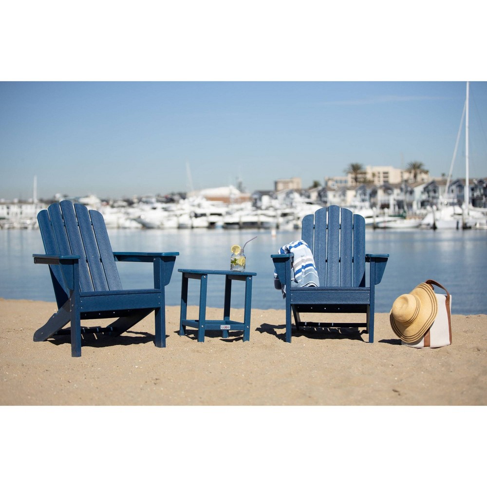 Marina 3pc Outdoor Adirondack Chair & Table Set - Navy - LuXeo