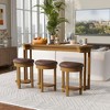 ORRD 4-Piece Bar Table Set with 3 PU Stools, Solid Wood Counter Height Dining Set for Kitchen, Living Room & Small Spaces,Espresso - 2 of 4