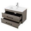 Chery Life 31.5'' W Gray Wood Grain Wall-Mounted Bathroom Vanity with 2 Drawers, Soft-Close System,White Ceramic Sink, Black Aluminum Frame Mirror - 3 of 4