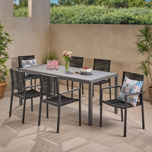 Gaviota 7pc Aluminum Dining Set - Gun Metal Gray/dark Gray ...