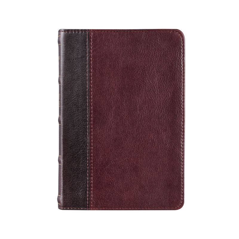 KJV Compact Bible Two-Tone Brown/Brandy Full Grain Leather - (Leather Bound), 1 of 2