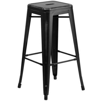 Flash Furniture Commercial Grade 30" High Backless Distressed Metal Indoor-Outdoor Barstool