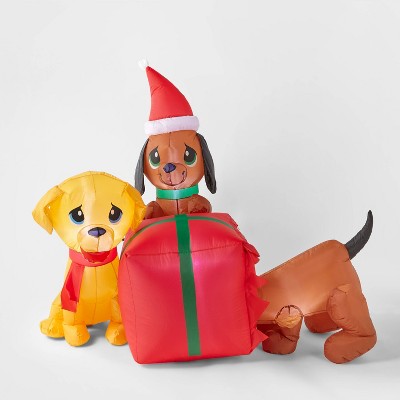 4ft Present Puppies Scene Inflatable Christmas Decoration - Wondershop™