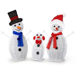 SEVOBAL Decorative Holiday Scene Props, Three-Piece Snowman Family Outdoor Set with Stakes for Seasonal Holiday Displays, White, 18.9"*13.39"*3.15" - 1 of 4