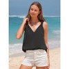 EXLURA EXLURA Womens Summer Tank Tops Casual V Neck Knotted Sleeveless Cami Blouses Fashion Cute Shirts Beach Vacation 2025 Black - 3 of 4