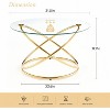 Bekrvio 31.5'' Round Glass/Faux Marble Coffee Table with Gold-Plating Bright Metal Oval Frame,Modern Circle Coffee Table for Living Room - 4 of 4