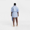 KBB by KAHLANA Women's Long Sleeve 'The Tie Waist Shirtdress' - Light Blue Striped - 2 of 2