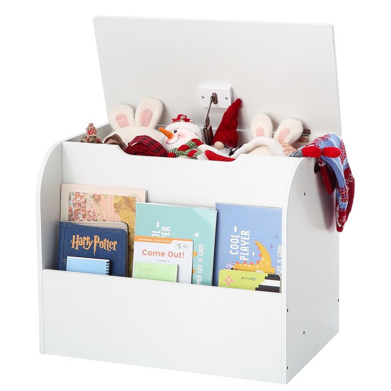 Whizmax Kids Toy Chest & Storage Organizer with Front Bookshelf,White, 1 of 5
