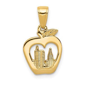 Black Bow Jewelry 14k Yellow Gold Small New York Skyline in Apple Pendant - 1 of 4