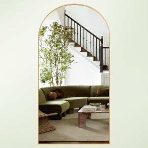 CENGHU Freestanding Mirror Arched Floor Mirror Large Standing Mirror Aluminum Alloy Frame Oversized Mirror Full Length for Living Room Bedroom - 1 of 4