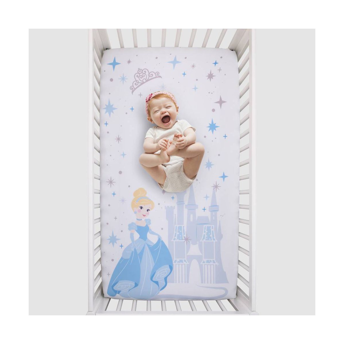 Disney Princess Cinderella - Light Blue and White Photo Op Fitted Crib Sheet - thumbnail 3