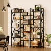 Triple Wide 5 Tier Book Shelf, Industrial Large Bookshelves and Bookcases with Metal Frame for Living Room, Bedroom, Home Office - 3 of 4