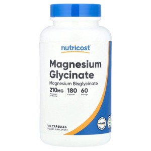 Nutricost Magnesium Glycinate, 210 mg, 180 Capsules (70 mg per Capsule) - 1 of 2