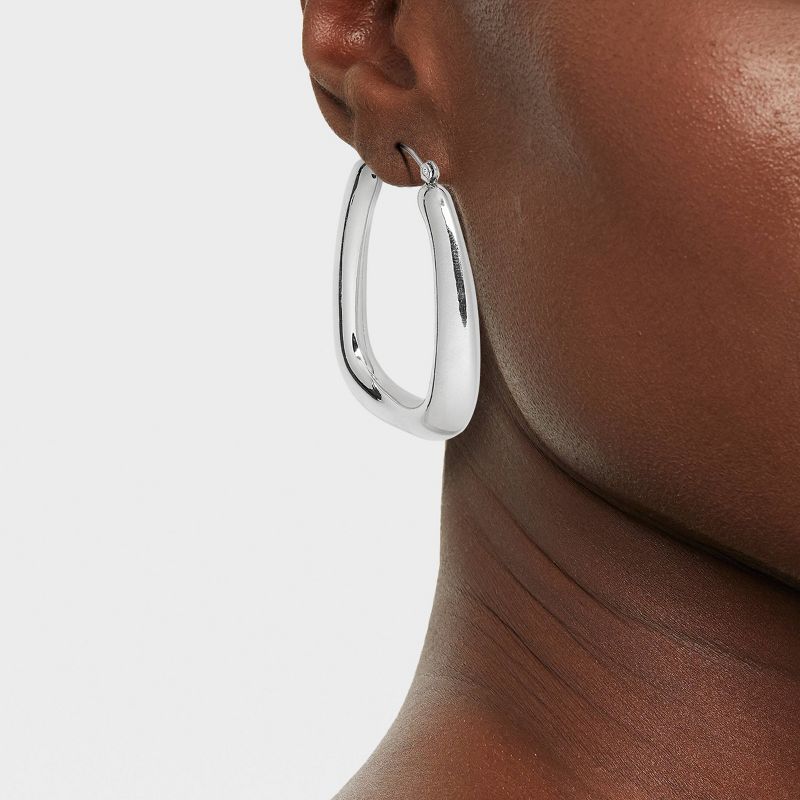 Square Puffy Hoop Earrings - Universal Thread&#8482; Silver, 3 of 5