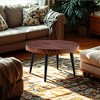 VYNXARIA Natural wood grain round coffee table,23.6" diameter.Features exquisite suction molding, natural wood texture,and black sprayed metal legs. - 2 of 4