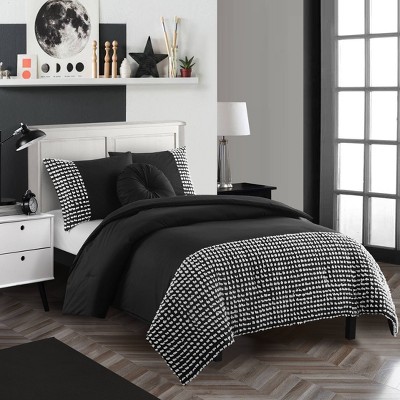 Twin/Twin XL Tufted Stripe Comforter Set Black - Heritage Club