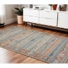 Blue Brick Red And Ivory Oriental Hand Woven Area Rug With Fringe - 2 of 4