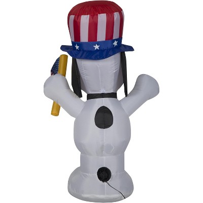 Patriotic Snoopy Inflatable with Flag and Hat, 3.5 ft Tall